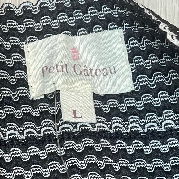 NWOT Petit Gateau Black and White Rick Rack Pleated Mini Skirt Size Large - Picture 3 of 9